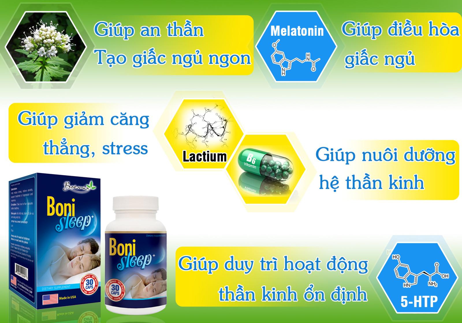 Thành phần và tác dụng của sản phẩm BoniSleep +